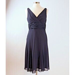 CHAPS Navy Chiffon Tie Back Dress - 10 - EUC
